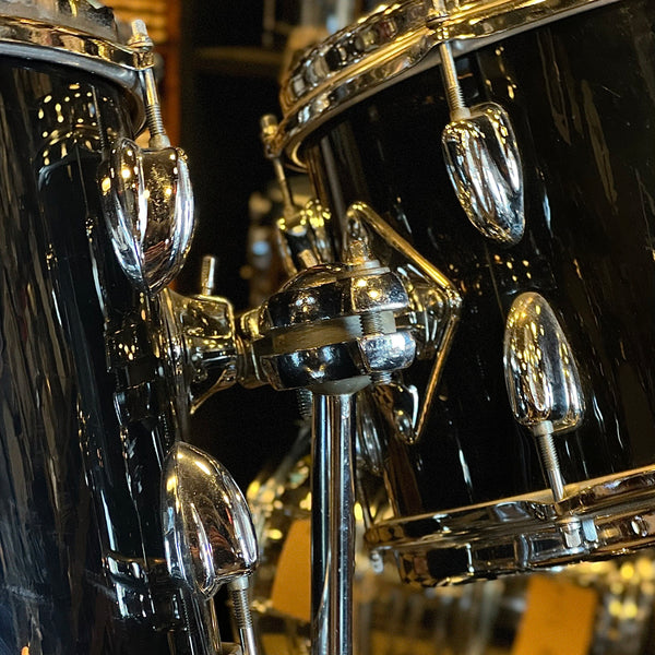 VINTAGE 1970's Slingerland Drum Set in Black Wrap - 14x22, 8x12, 9x13, 16x16