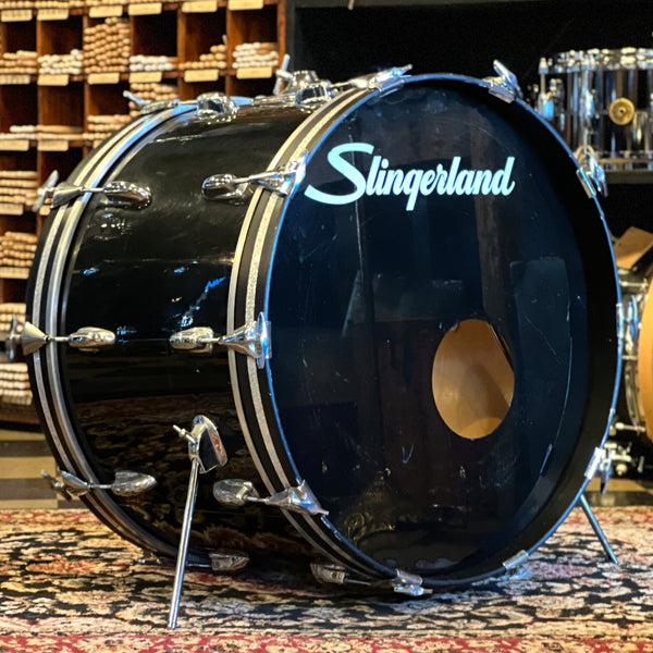 VINTAGE 1970's Slingerland Drum Set in Black Wrap - 14x22, 8x12, 9x13, 16x16