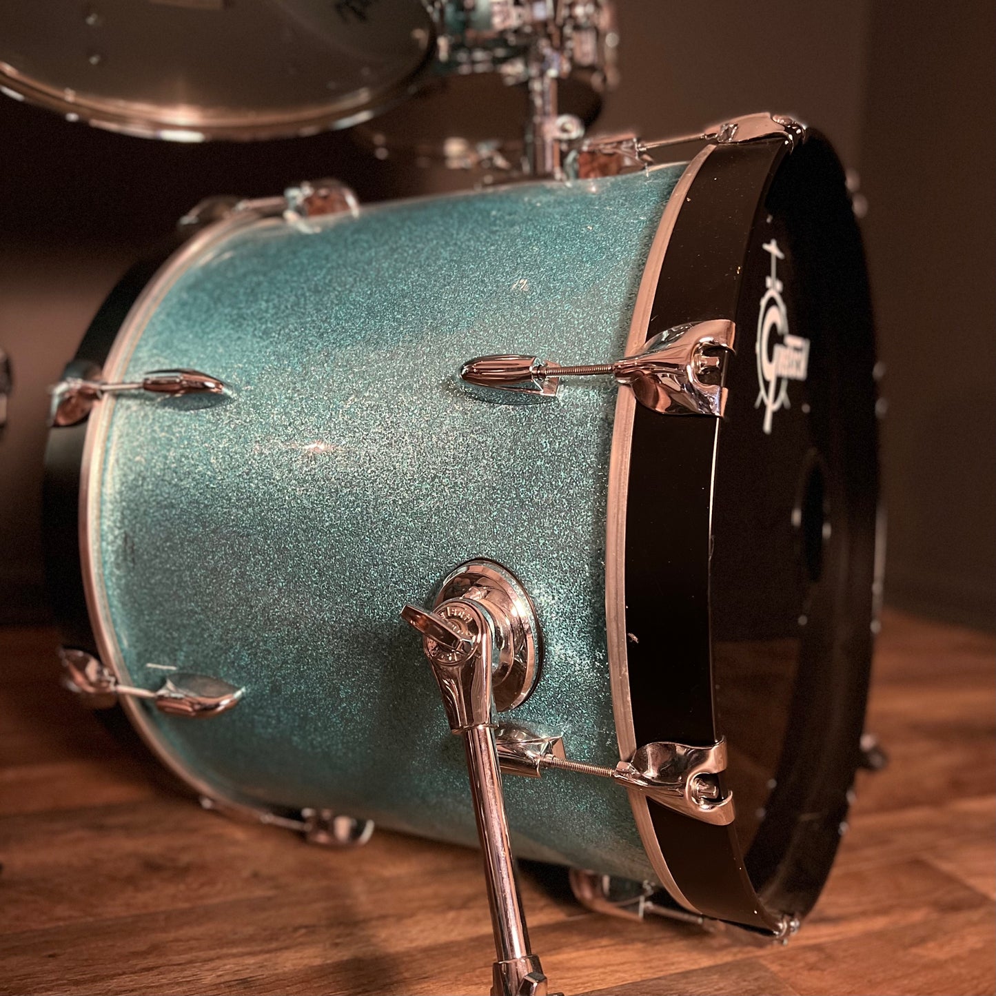 USED Mid 2000's Gretsch USA Custom Drum Set in Turquoise Glitter - 16x20, 7x10, 9x13, 16x16 & 6.5x14