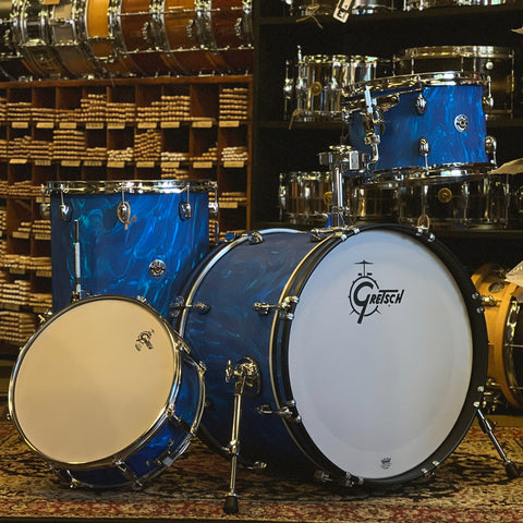 NEW Gretsch Catalina Club Drum Set in Blue Satin Flame - 14x20, 8x12, 14x14 & 5x14