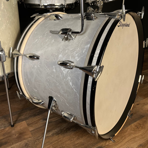 VINTAGE 1960s Slingerland Gene Krupa Outfit in White Marine Pearl - 14x20, 9x13, 16x16 & 5x14