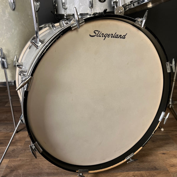 VINTAGE 1960s Slingerland Gene Krupa Outfit in White Marine Pearl - 14x20, 9x13, 16x16 & 5x14