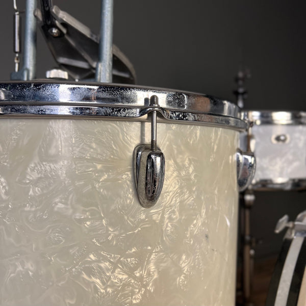 VINTAGE 1960s Slingerland Gene Krupa Outfit in White Marine Pearl - 14x20, 9x13, 16x16 & 5x14