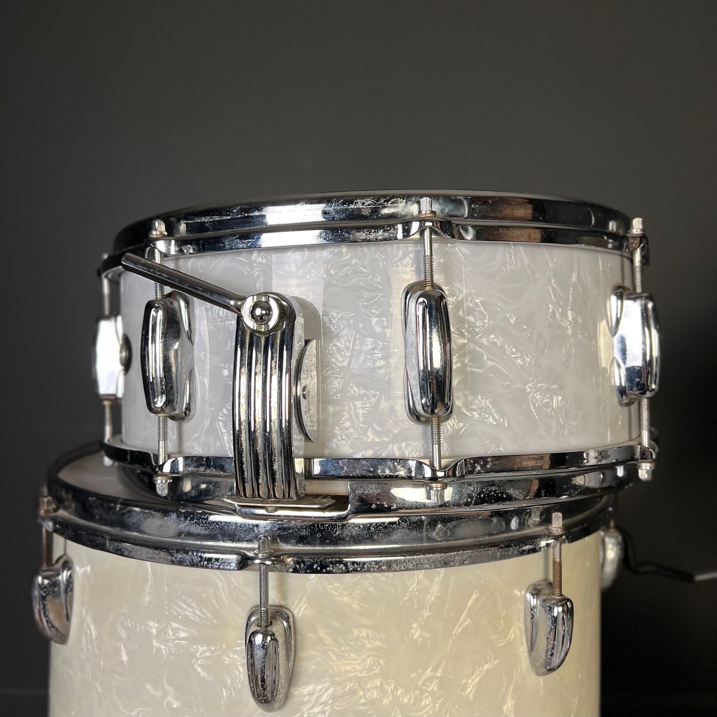 VINTAGE 1960s Slingerland Gene Krupa Outfit in White Marine Pearl - 14x20, 9x13, 16x16 & 5x14