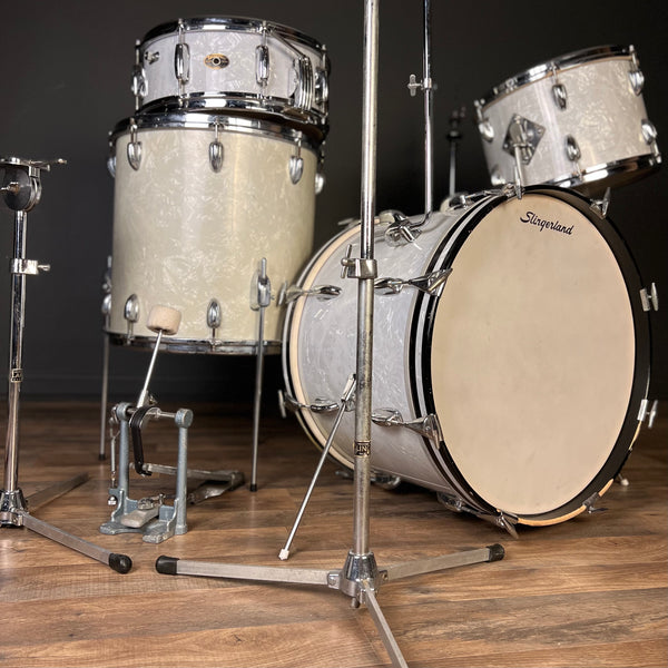 VINTAGE 1960s Slingerland Gene Krupa Outfit in White Marine Pearl - 14x20, 9x13, 16x16 & 5x14