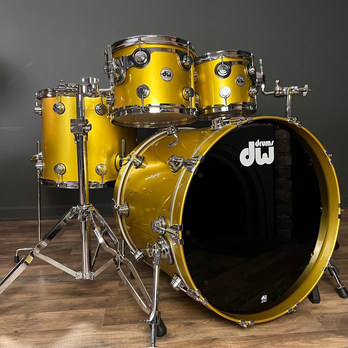 USED DW Collector's Series Drum Set in Usher Gold Metallic Lacquer - 18x22, 8x10, 9x12, 14x16