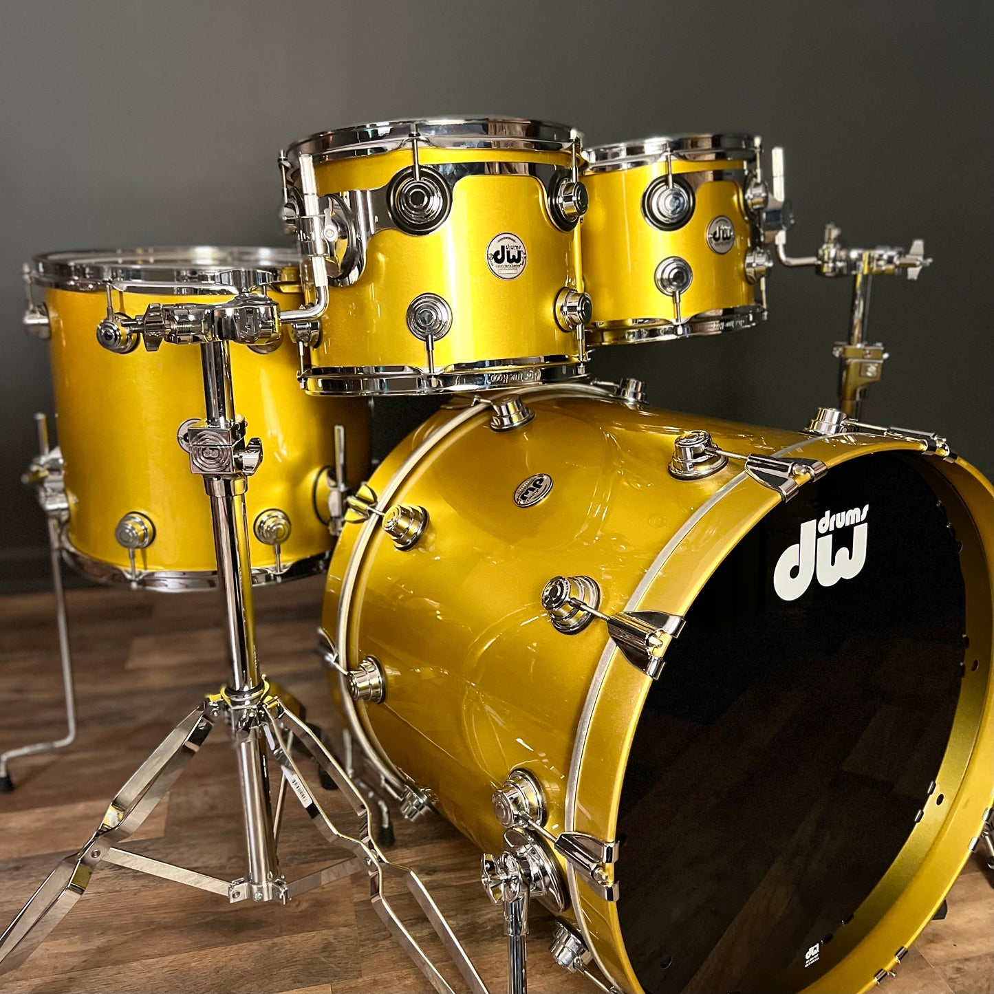 USED DW Collector's Series Drum Set in Usher Gold Metallic Lacquer - 18x22, 8x10, 9x12, 14x16