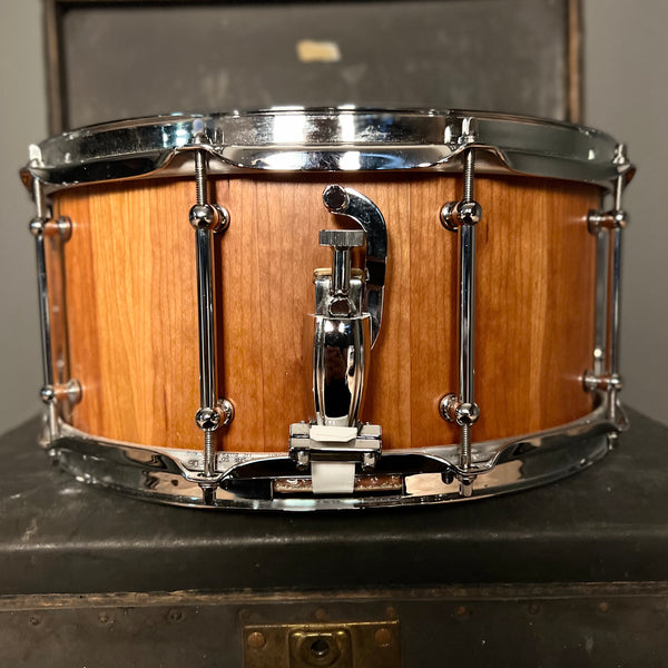 USED Holloman Drum Co. 6.5x14 Cherry Stave Shell Snare Drum in Satin Natural
