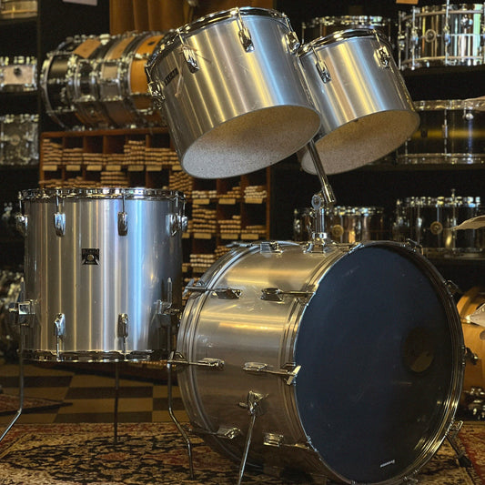 VINTAGE 1970's Tama Concert Tom Drum Set in Metallic Silver - 14x22, 9x13, 10x14, 16x16