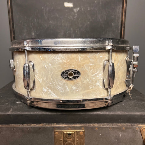 VINTAGE 1960's Slingerland 5.5x14 No. 161 Student Deluxe Model Snare Drum in White Marine Pearl