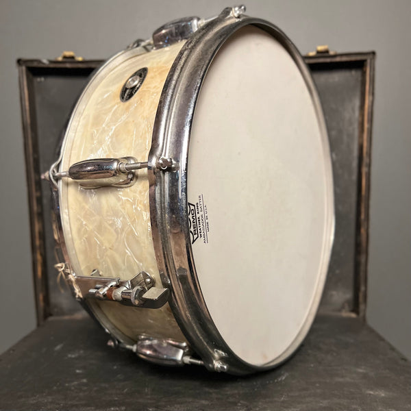 VINTAGE 1960's Slingerland 5.5x14 No. 161 Student Deluxe Model Snare Drum in White Marine Pearl