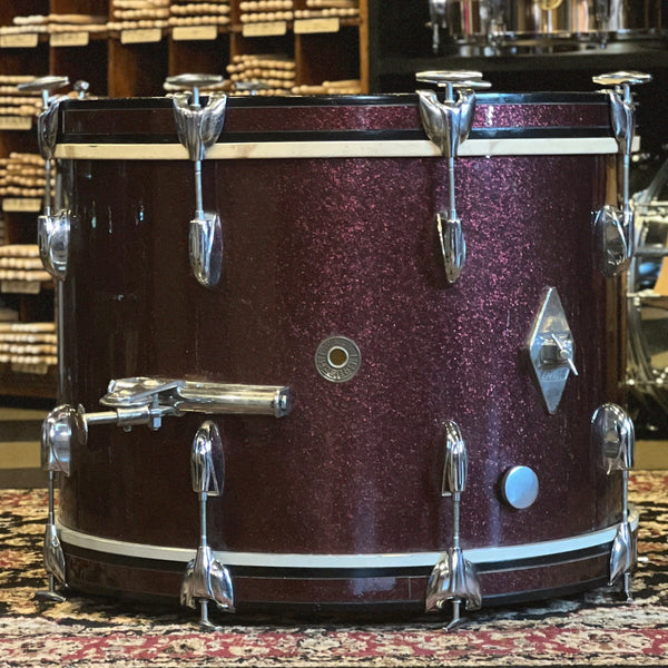 VINTAGE 1960's Gretsch Round Badge "Name Band" Outfit in Burgundy Sparkle Rewrap - 14x20, 9x13, 16x16, & 5x14