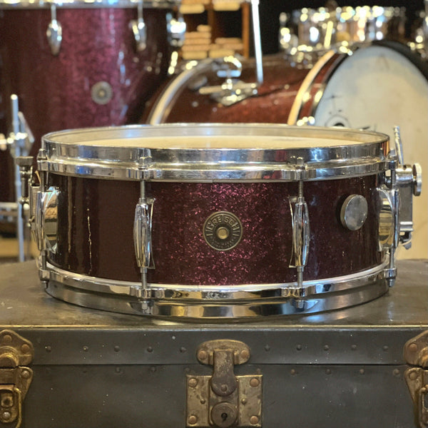 VINTAGE 1960's Gretsch Round Badge "Name Band" Outfit in Burgundy Sparkle Rewrap - 14x20, 9x13, 16x16, & 5x14