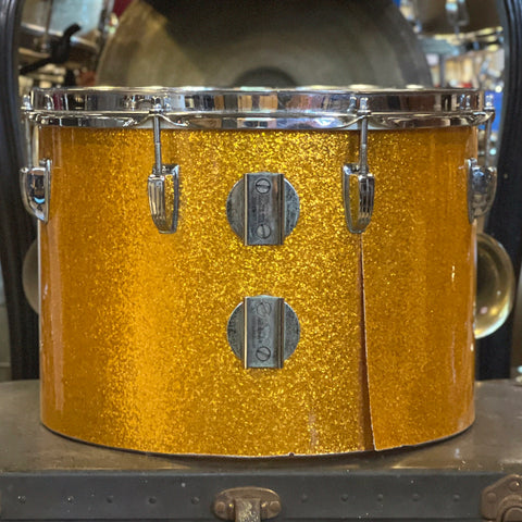 VINTAGE 1970's Ludwig 10x14 Concert Tom in Gold Sparkle