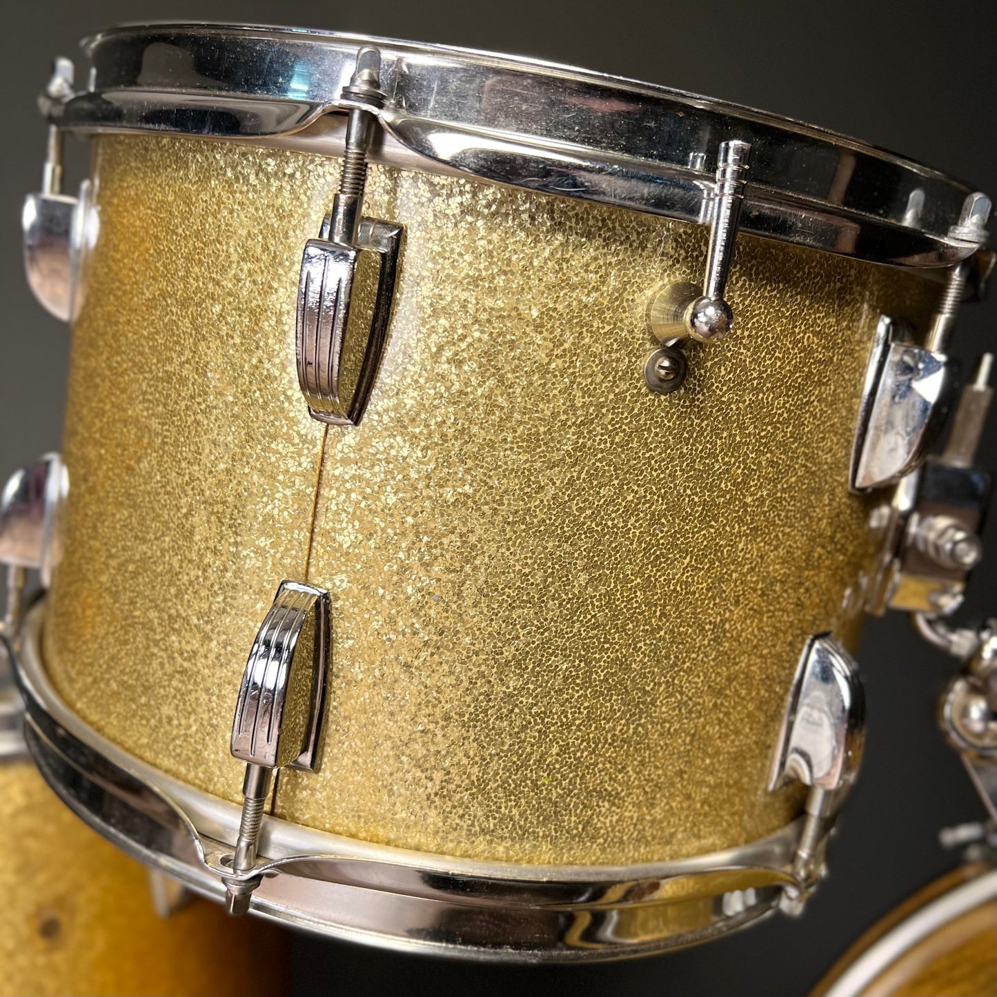 VINTAGE 1968 Ludwig No. 988 "Downbeat" Outfit in Gold Sparkle - 14x20, 8x12, 14x14