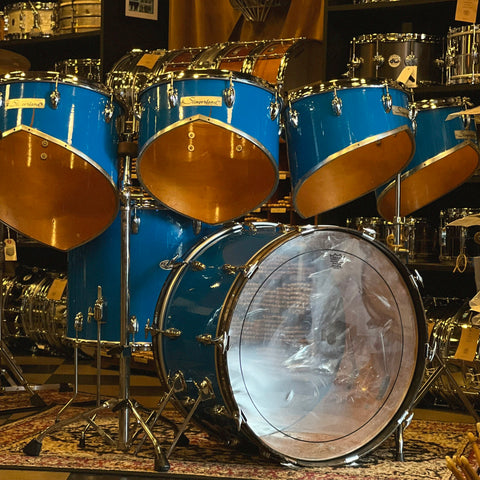 VINTAGE 1979 Slingerland "Powerplay" Cutaway Concert Tom Kit in Cobalt Blue - 14x24, 13, 14, 15, 16, 16x18