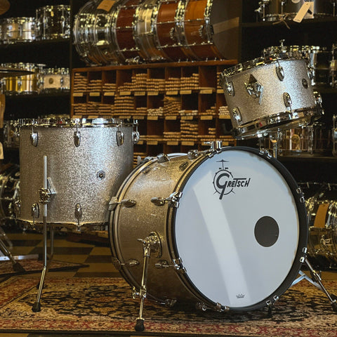 USED 2021 Gretsch Brooklyn Drum Set in Silver Sparkle - 14x20, 8x12, 16x16