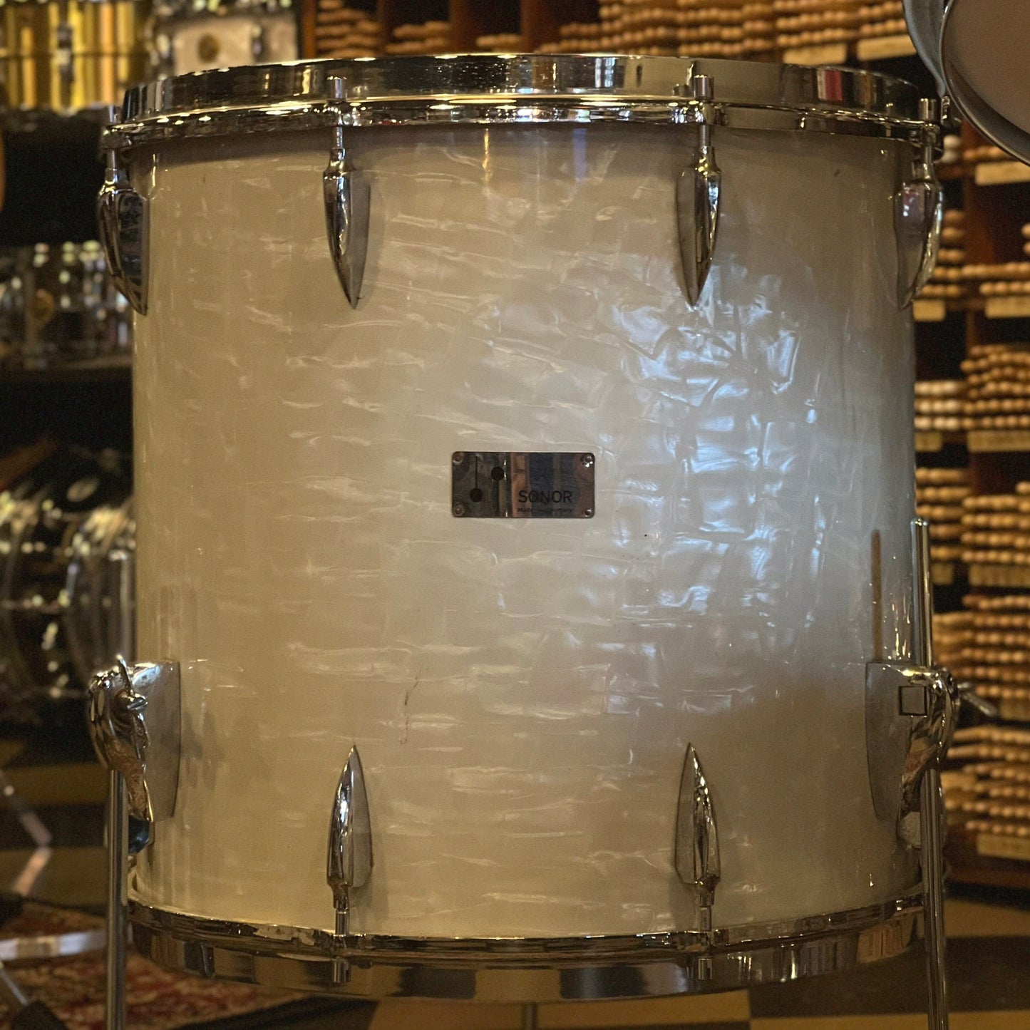 VINTAGE 1960's Sonor Teardrop Drum Set in White Marine - 14x20, 8x12, 9x13, 16x16