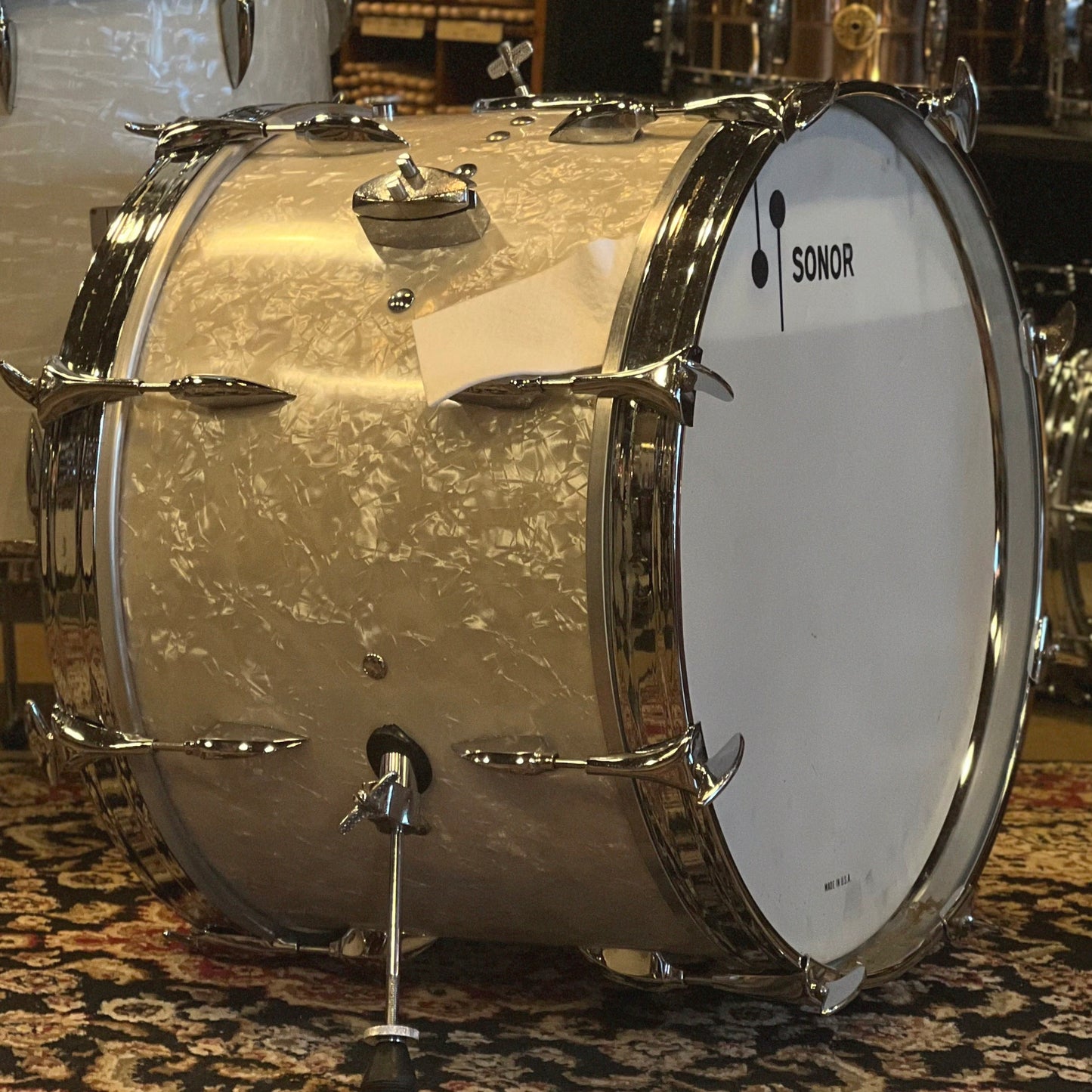 VINTAGE 1960's Sonor Teardrop Drum Set in White Marine - 14x20, 8x12, 9x13, 16x16