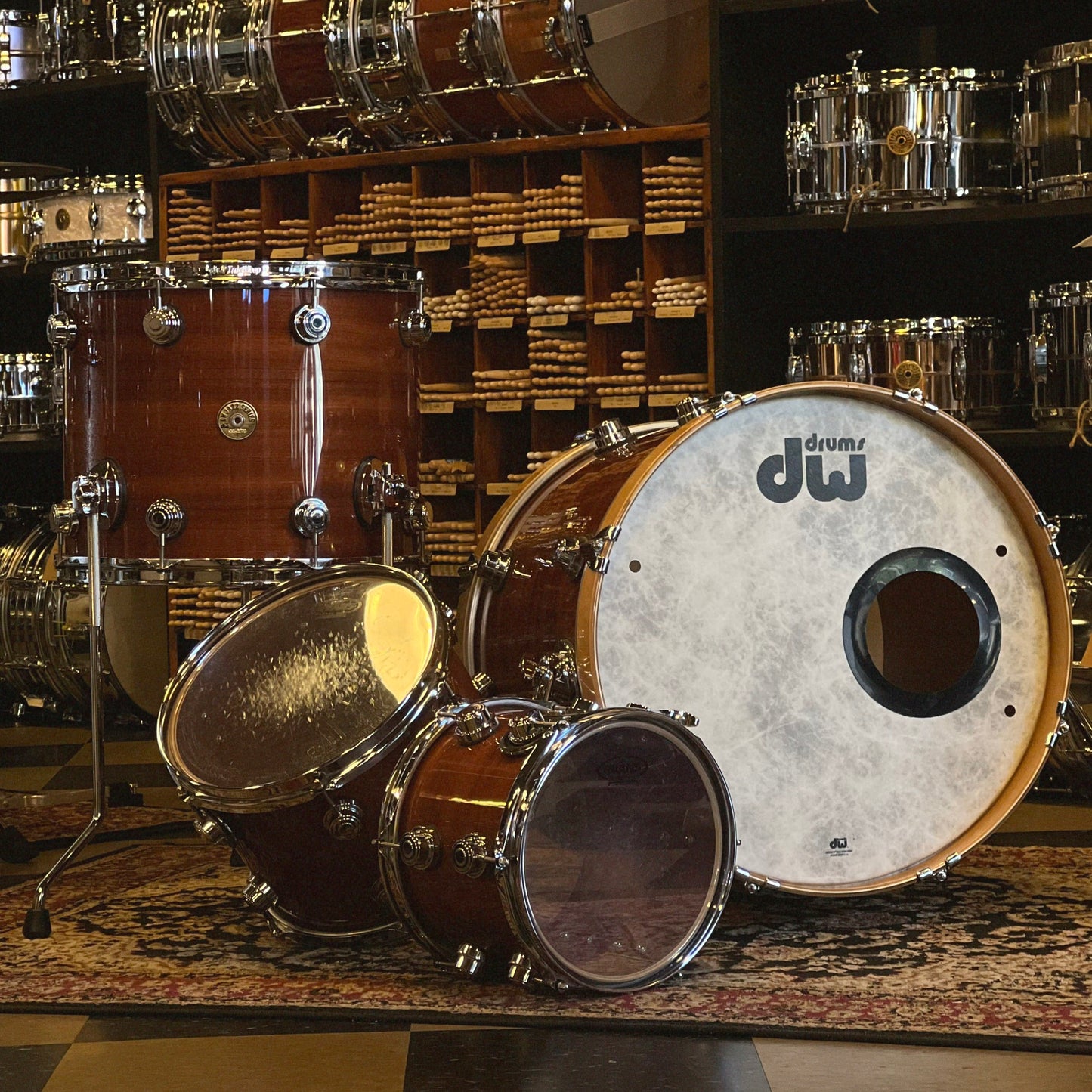 USED DW Jazz Series Drum Set in Mahogany Lacquer - 18x20, 8x10, 9x12, 13x16