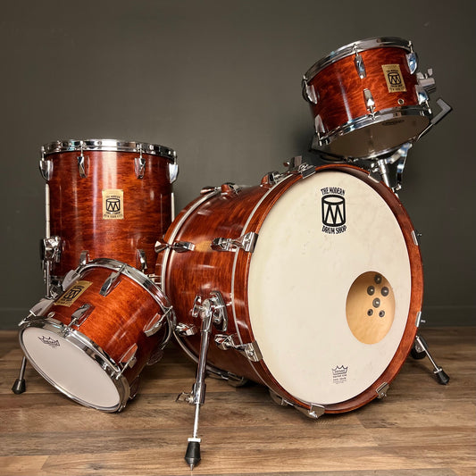 USED Modern Drum Shop Drum Set in Mahogany Stain - 14x20, 8x10, 8x12, 14x14