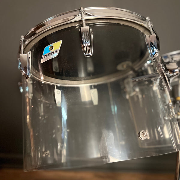 VINTAGE 1970's Ludwig Vistalite Concert Tom Drum Set in Clear Acrylic - 14x22, 9x13, 11x15, 12x16