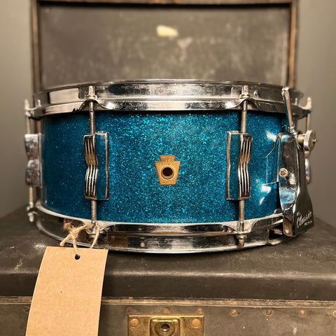 VINTAGE 1950's WFL 5.5x14 Super Classic Snare Drum in Blue Sparkle
