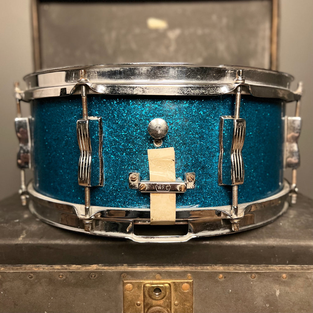 VINTAGE 1950's WFL 5.5x14 Super Classic Snare Drum in Blue Sparkle