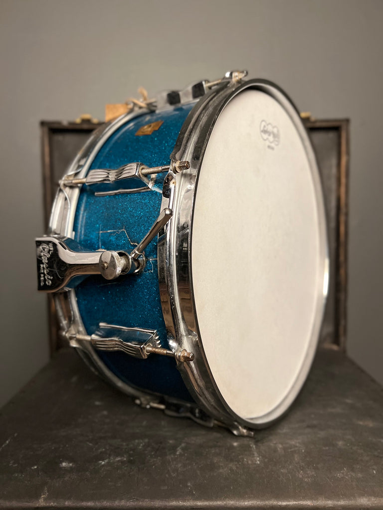 VINTAGE 1950's WFL 5.5x14 Super Classic Snare Drum in Blue Sparkle