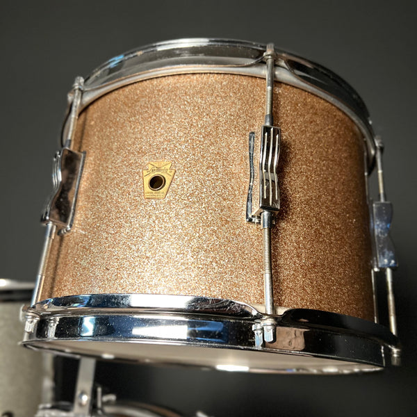 VINTAGE 1960's Ludwig Club Date in Champagne Sparkle w/ Silver Sparkle Floor Tom - 14x20, 8x12, 14x14