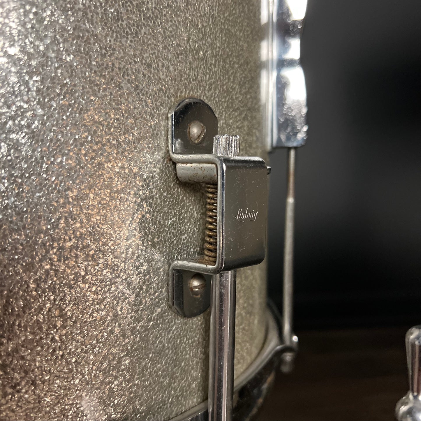 VINTAGE 1960's Ludwig Club Date in Champagne Sparkle w/ Silver Sparkle Floor Tom - 14x20, 8x12, 14x14