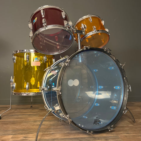 VINTAGE 1970's Ludwig Vistalite Drum Set in Jelly Bean Acrylic - 14x22, 8x12, 9x13, 16x16