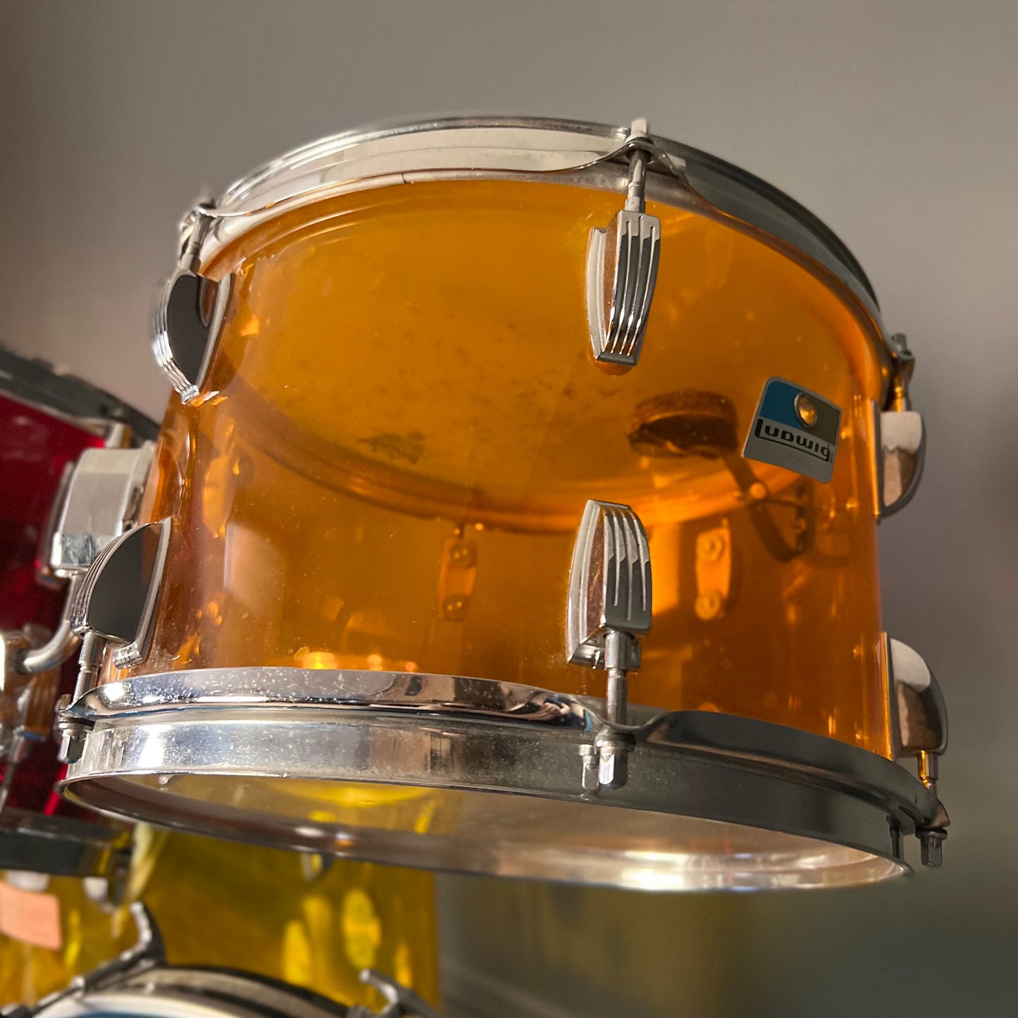 VINTAGE 1970's Ludwig Vistalite Drum Set in Jelly Bean Acrylic - 14x22, 8x12, 9x13, 16x16