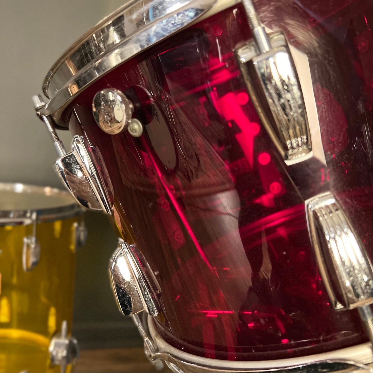 VINTAGE 1970's Ludwig Vistalite Drum Set in Jelly Bean Acrylic - 14x22, 8x12, 9x13, 16x16