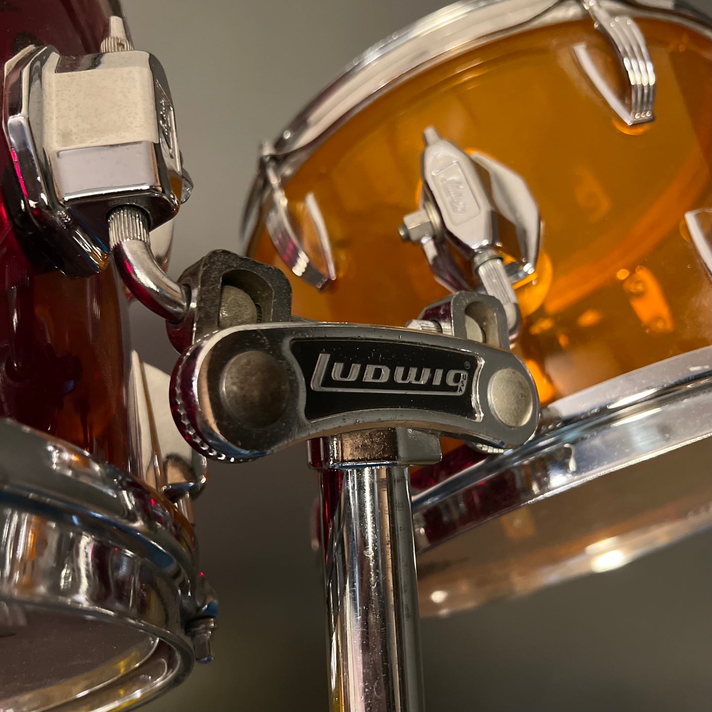 VINTAGE 1970's Ludwig Vistalite Drum Set in Jelly Bean Acrylic - 14x22, 8x12, 9x13, 16x16