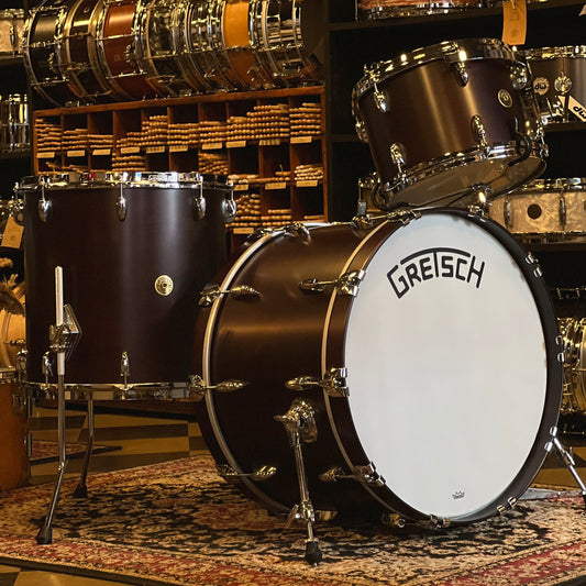 NEW Gretsch Broadkaster Drum Set in Satin Dark Walnut - 14x22, 9x13, 16x16
