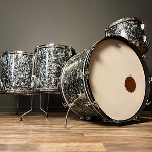 VINTAGE 1970's Ludwig Drum Set in Black Diamond Pearl - 14x24, 10x14, 16x16, 16x18
