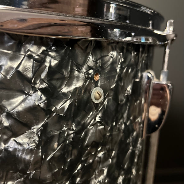 VINTAGE 1970's Ludwig Drum Set in Black Diamond Pearl - 14x24, 10x14, 16x16, 16x18