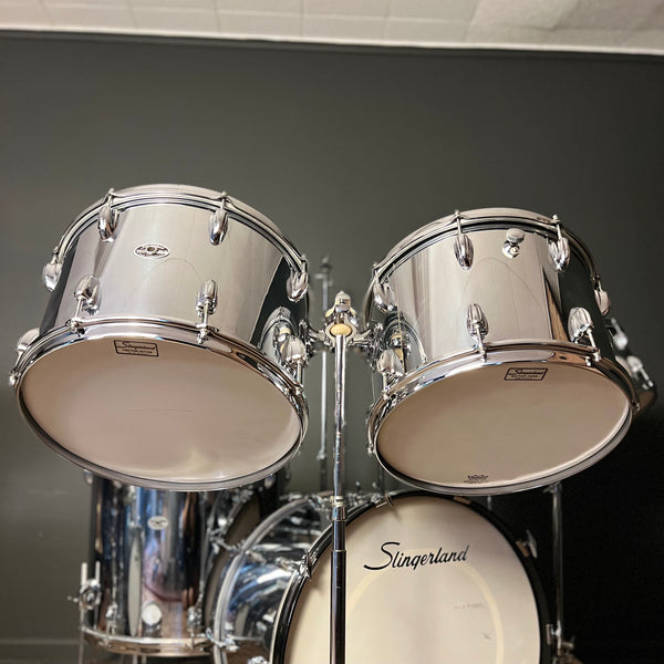 VINTAGE 1976 Slingerland 70N RJB Outfit in Chrome over Wood w/ Chrome over Brass Sound King Snare Drum - 14x24, 8x12, 9x13, 10x14, 10x15, 18x20 & 6.5x14
