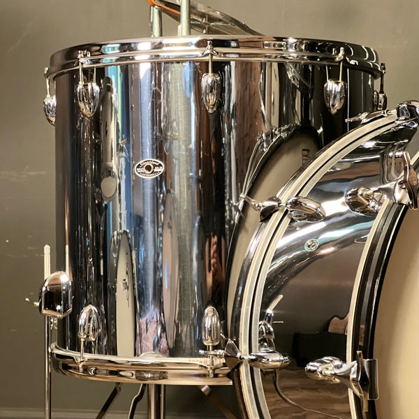 VINTAGE 1976 Slingerland 70N RJB Outfit in Chrome over Wood w/ Chrome over Brass Sound King Snare Drum - 14x24, 8x12, 9x13, 10x14, 10x15, 18x20 & 6.5x14