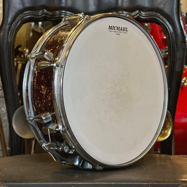 VINTAGE 1960's Metalurgica Roncon 5x14 Snare Drum in Red & Yellow Swirl