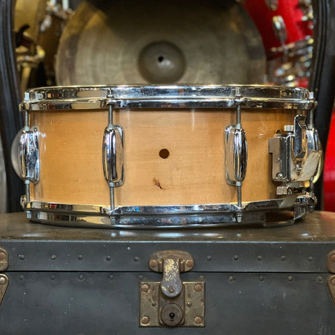 VINTAGE 1960's Slingerland 5x14 Solid Shell Snare Drum in Natural Lacquer