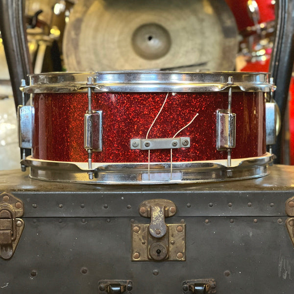 VINTAGE 1970's Unknown 5x14 MIJ Snare Drum in Red Sparkle