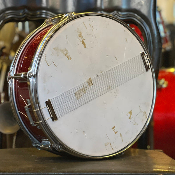 VINTAGE 1970's Unknown 5x14 MIJ Snare Drum in Red Sparkle