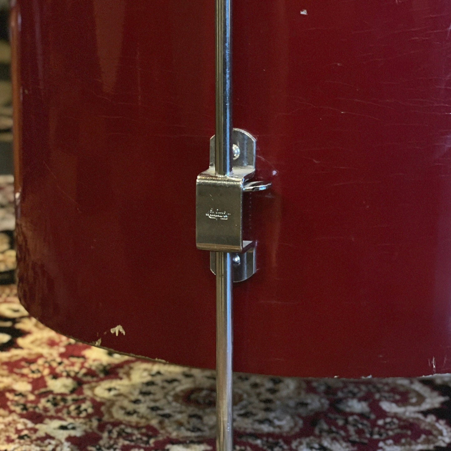 VINTAGE 1960's Ludwig 24x16 Cocktail drum w/ Snares in Red Duco