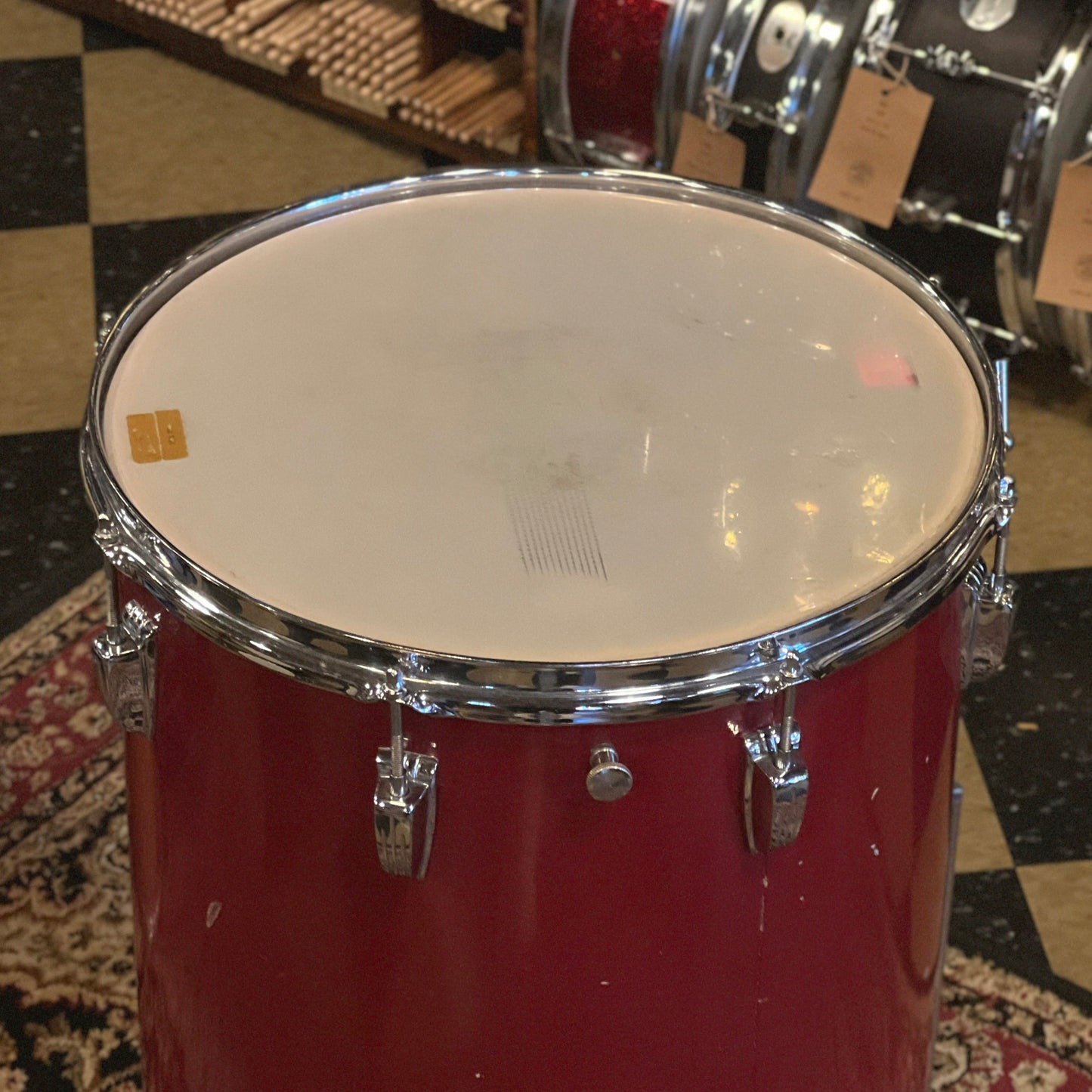 VINTAGE 1960's Ludwig 24x16 Cocktail drum w/ Snares in Red Duco