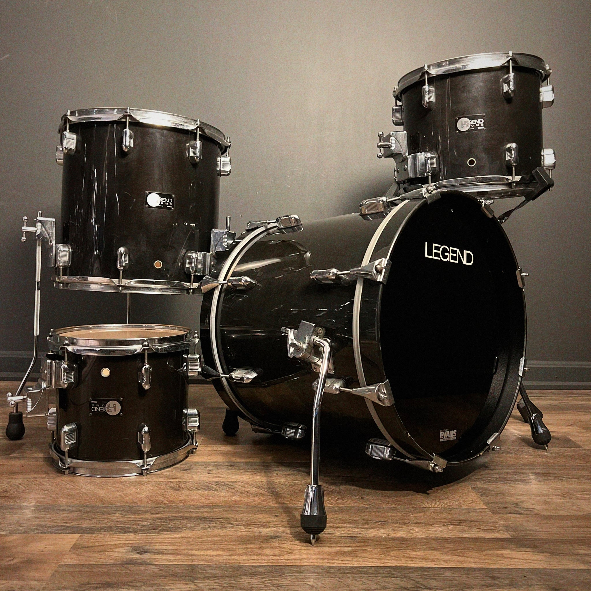 USED 1996 Legend Bop Fusion Outfit in Ebony Gloss - 16x18, 9x10, 10x12, 14x14