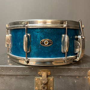 Vintage 1950's Slingerland 5.5x14 Solid Shell Gene Krupa Radio King Snare Drum in Aqua "Blue" Sparkle