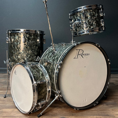 VINTAGE 1960's Rogers Drum Set in Black Diamond Pearl - 14x20, 8x12, 16x14, & 5x14