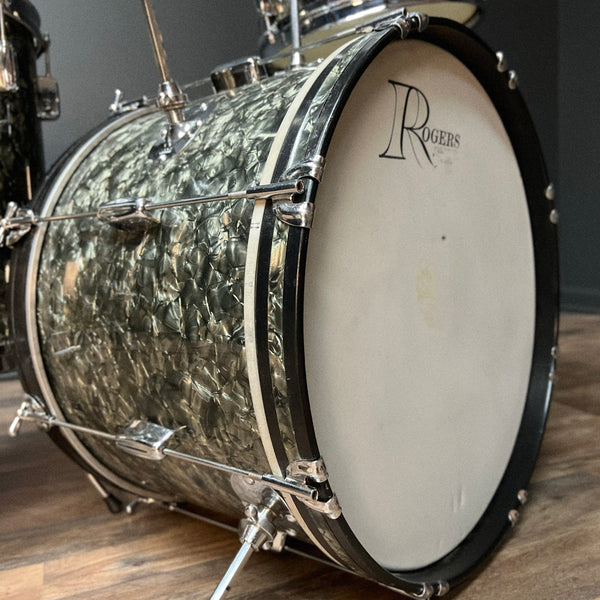 VINTAGE 1960's Rogers Drum Set in Black Diamond Pearl - 14x20, 8x12, 16x14, & 5x14